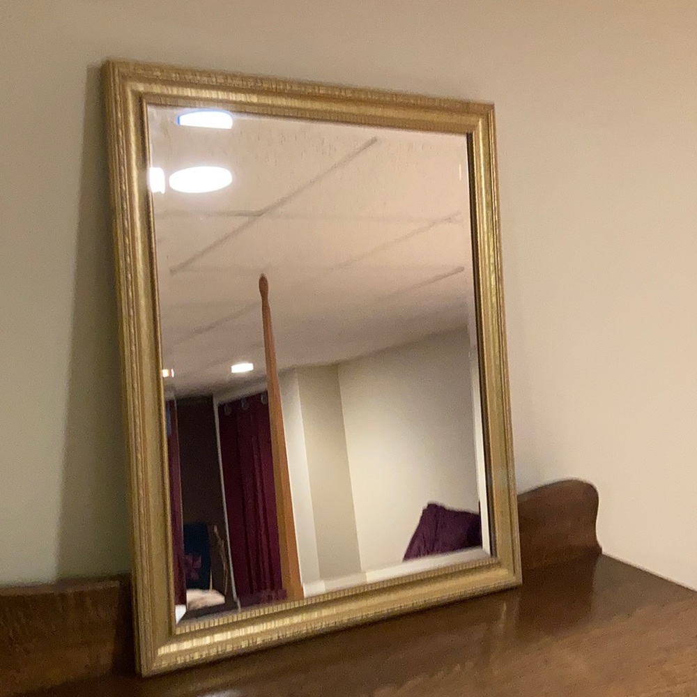 Beveled Mirror Gold-leaf Frame